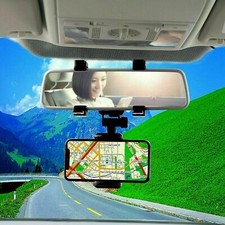Universal 360 Rotation Car Rear View Mirror Mount Stand GPS Cell Phone Holder US