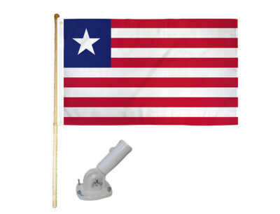 5' Wood Flag Pole Kit W/ Nylon White Bracket 3x5 Liberia Country Polyester Flag