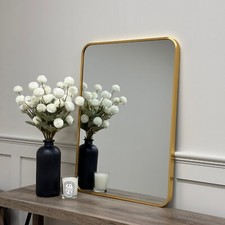 Select Mirrors Oslo Rectangle Thin Metal Frame Wall Mirror - 50 x 70cm (Gold)