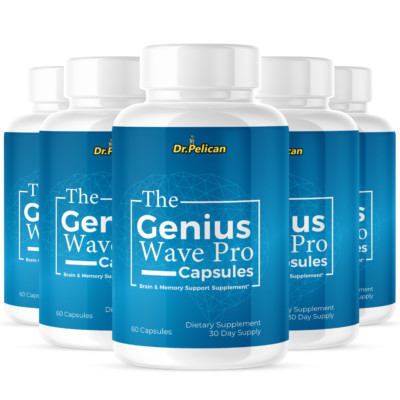 The Genius Wave Pro- Brain Support- 5 Bottles- 300 Capsules