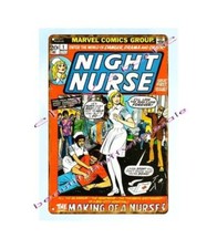 discount home decor stores 1972 comic Night Nurse metal tin sign
