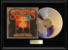 THE STRAWBS GRAVE NEW WORLD  FRAMED LP WHITE GOLD PLATINUM TONE RECORD LP