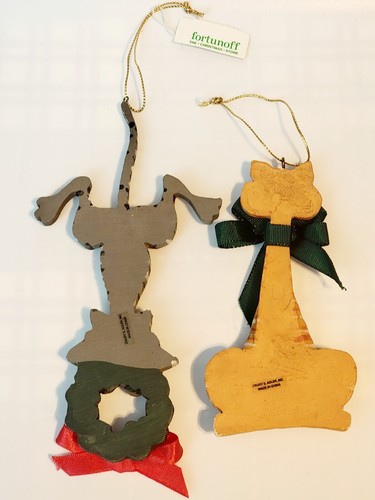 Vintage 2 Whimsical Kurt Adler CAT Christmas Ornaments Gray Stripe Orange Tabby - Picture 4 of 4