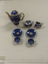 Vintage Limoges Small Mini Tea Set Cobalt  Gold Courting Couple