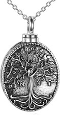 Cremation Urn Necklace for Ashes Sterling Silver Tree of Life Keepsake Memorial