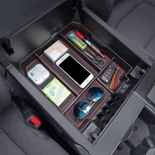 For Toyota Tundra 2022-2025 Center Console Armrest Storage Box Organizer Red Tri