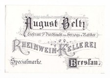 x4854 BRESLAU - Wrocław agosto Etiqueta de vino Beltz SPECIALMARKE etiqueta de vino