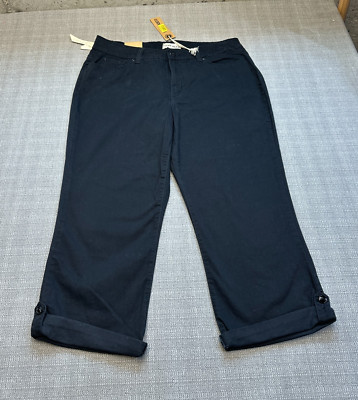 Code Bleu Soleil Black Wide Leg Cropped Pants 12 NWT Stretch Casual Travel