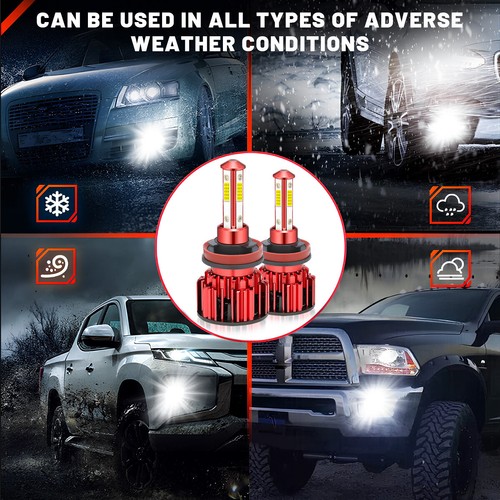 Super Bright 4x Combo H9 H11 LED Headlight High Low Beam Bulbs 10000K White Kit - Picture 8 of 12