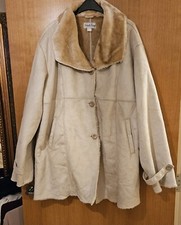 Bnwot Gabriella Vicenza Faux Sheepskin Coat Size 24/28 Cream And Beige