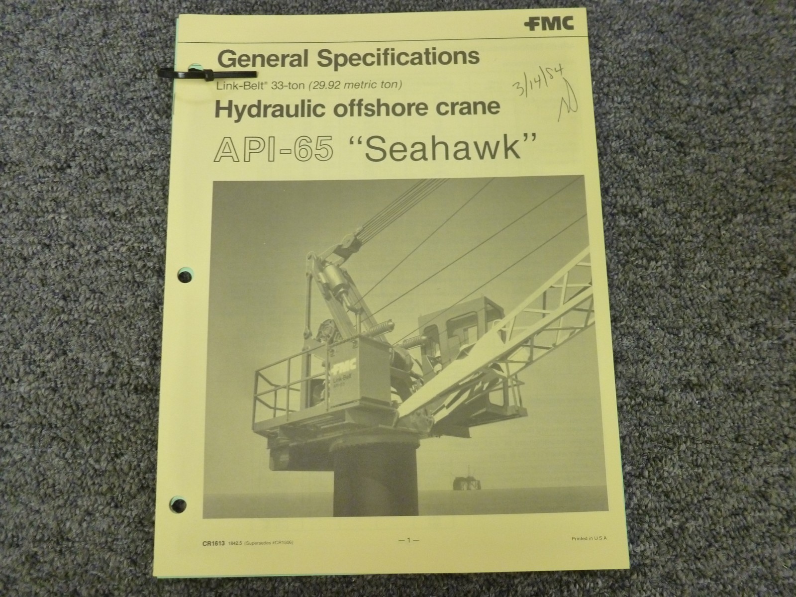 Link-Belt API-65 Seahawk Offshore Crane Specifications Lifting ...
