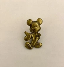 DISNEY Mickey Mouse Monogram International Brass Pin Vintage Gold