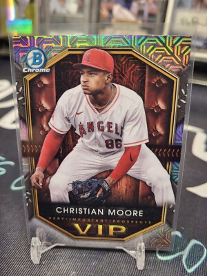 Christian Moore 2025 Bowman Baseball Mega VIP-12   VIP Mojo Refractor   Angels