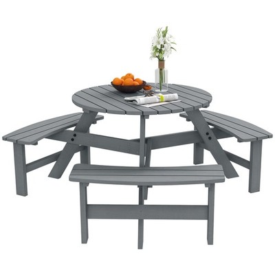 Outsunny 6 Personen Tannenholz Tisch Bank Set Outdoor Garten Terrasse, Grau