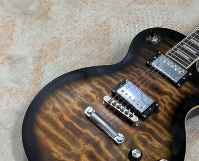Brown standard 6-string electric guitar, quilted maple top, fast shipping