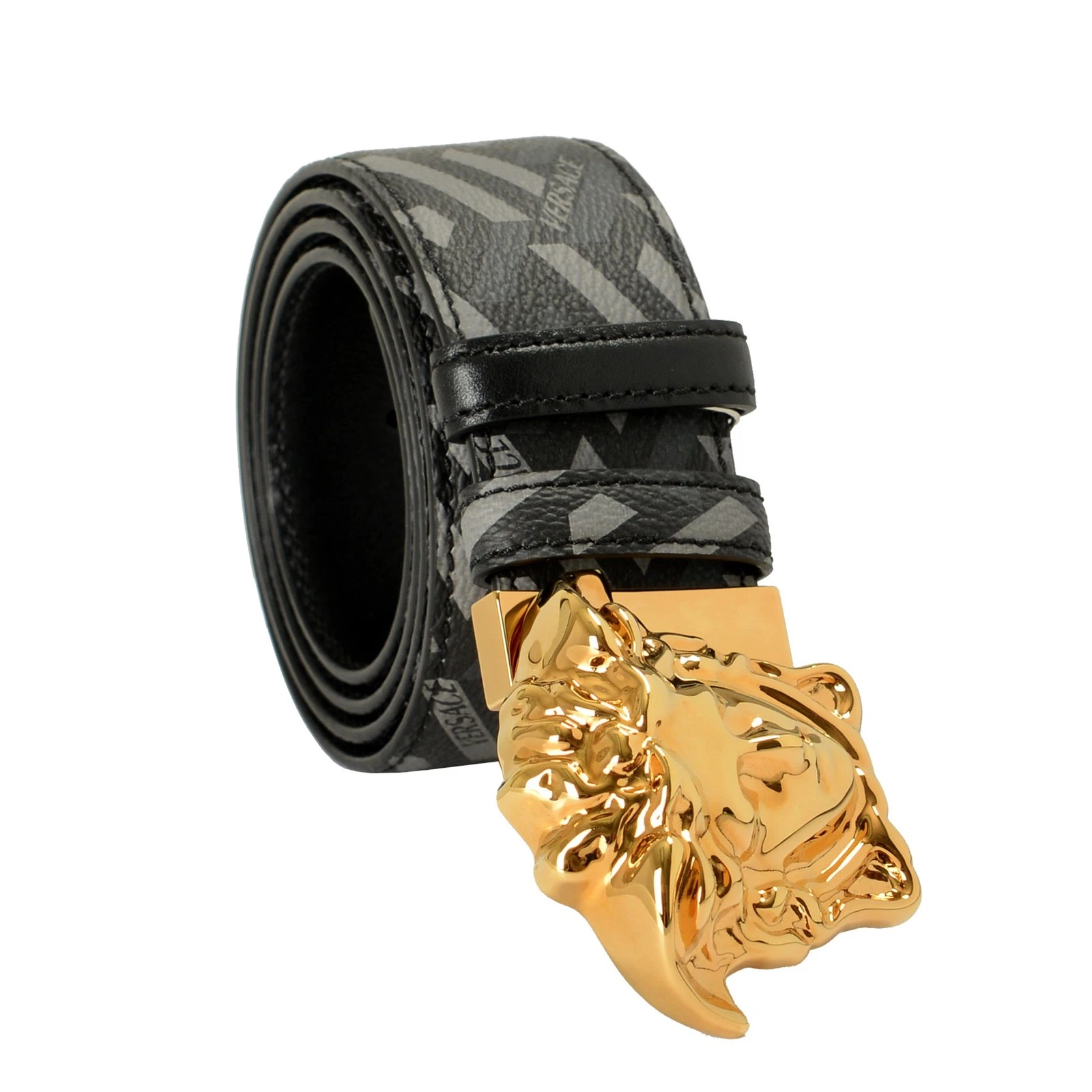 Versace — Versace Leather/Canvas Medusa Head Decorated Reversible Belt US 40 IT 100
