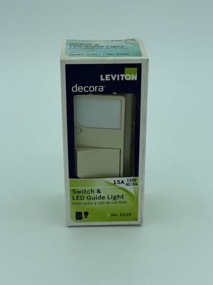 Leviton 6526 Decora Wall Switch LED Guide Light White 15A 120V AC Interior