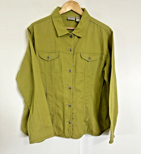 CHICOS Green Trucker Jacket Size 3 XL 16 Micro Corduroy Lime Moss Twee
