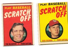 1970 Topps Play Baseball Scratch  Off TimMcCarver &Dick Bosman Scratched Off