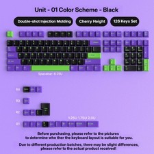 Unit-01 Themed Mechanical Keycaps - 126 Keys PBT Set in Black Purple