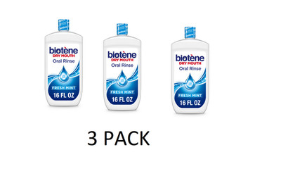 3 PACK Biotene Oral Rinse Moisturizing Mouthwash for Dry Mouth Relief,Fresh Mint