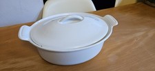 Rare vintage Le Creuset 22 white oval cooking pot casserole lid made in France
