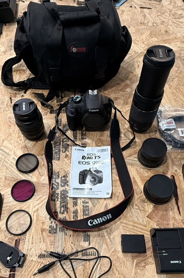 🔥 Canon EOS Rebel T5 DS126491 18-55mm 75-300mm 58mm Filter HD Convr Objektiv🔥