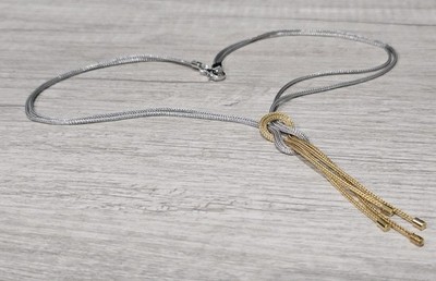 QC Sterling Silver Two Tones Lariat Necklace 18''  14 Grams 