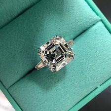 3.50 Ct Asscher Cut IGI VS1 Lab Created Diamond Engagement 14K White Gold Ring