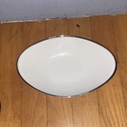 Fine China of Japan Bone China Oval Serving Bowl Solid Glossy Silver Trim — photo 2