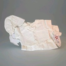 White Baby Boys Romper Christening Baptism Dedication Vest Hat - New