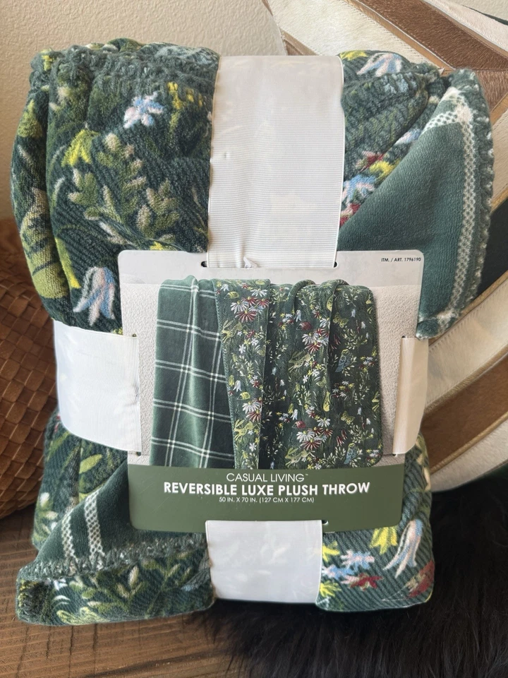 Casual Living Reversível Luxe Pelúcia Lance 50 polegadas X 70 polegadas Em Verde Prado MUITO MACIO - Imagem 4 de 4