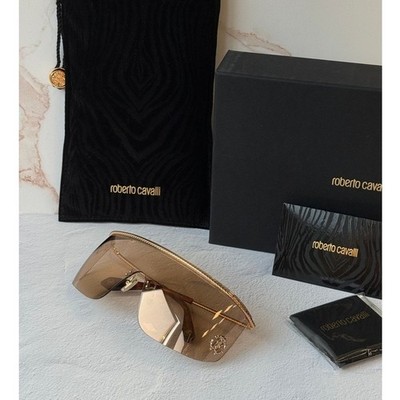 NEW Roberto Cavalli SRC012M Rose Gold Mirror Sunglasses $800