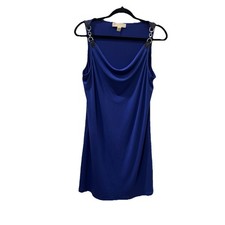 Michael Kors Surf Blue Embelished Short Dress Drapped Front Stretchy Size Large
