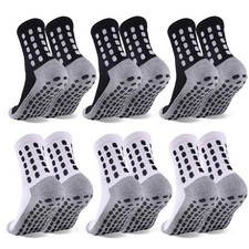 Barrlves 6 Pairs Kids Grip Soccer Socks Medium, 6 Pairs, 3black 3white