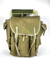 Zaino vintage Akah telaio con sgabello raro Germania occidentale tela caccia campeggio borsa