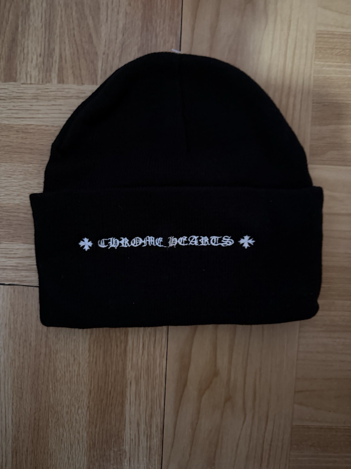 Chrome Hearts Black Beanie Hat Men Designer Logo One Size thumbnail 2