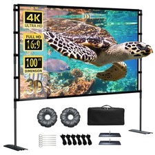 Projector Screen and Stand 100 inch Portable Projection Screen 16:9 4K HD Rea...