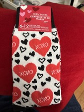 Valentine Day Hearts Crew Socks Fit 6  12 Unisex NEW
