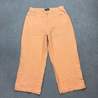 Polo Ralph Lauren Shorts Damen Taille 28 Orange Leinen Classic Canvas Retro Lady