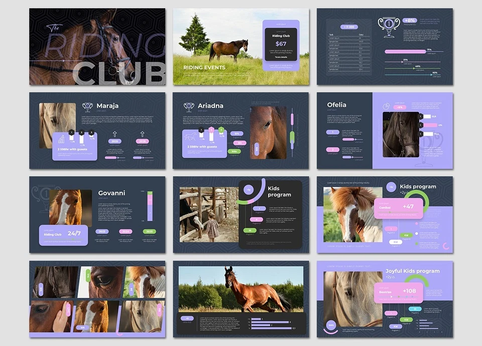 The Riding Club PowerPoint Presentation Template by SanaNik - Image 2 of 4