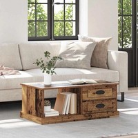 Couchtisch Wohnzimmer Tisch Mit Schubladen Altholz 90X50X35 Cm Spanplatte