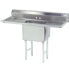 24 in x 24 in x 14 in 1 Compartment Sink w/ Left and Right Drainboards