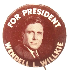 1940 WENDELL L. WILLKIE FOR PRESIDENT 1.25" celluloid PORTRAIT pinback button ^