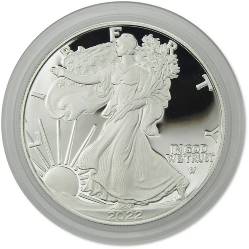 2022 W American Silver Eagle One Ounce Proof Bullion $1 Coin US Mint Box (D4)