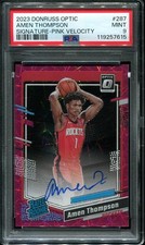 2023 Amen Thompson Rookie Auto Donruss Optic Pink Velocity /79 #287 PSA 9