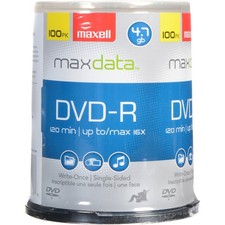 MAXELL 100 pk Pack spindle DVD-R Recordable Discs 4.7GB Up to 16x 120 minutes