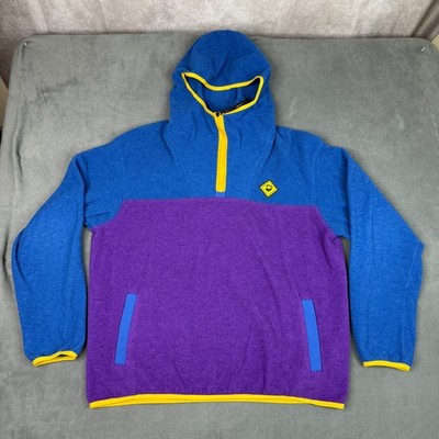Rei Afro Fleece  Half Zip Hoodie Blue Purple Colorblock Mens XL