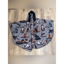 Vintage Black Mountain CATS Fleece Hooded Poncho One Size Plus