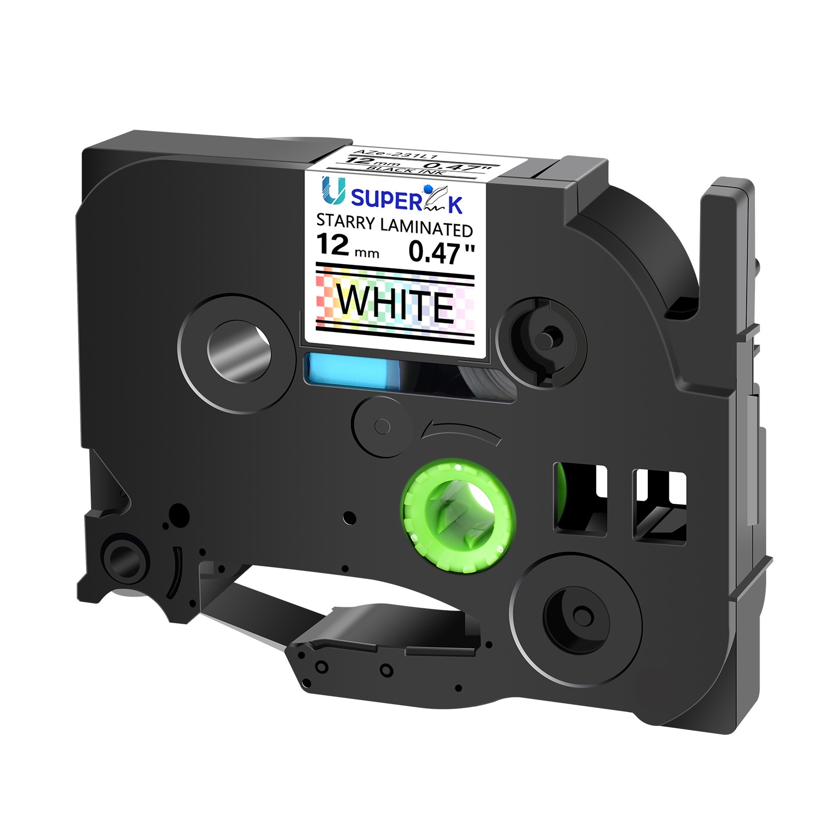 12mmCompatible For Brother P-Touch Glitter Rainbow White Laser TZe TZ 231L1 Tape